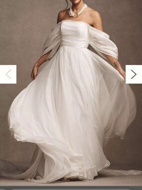 Jenny by Jenny Yoo. Noa Off-Shoulder White Bridal Gown. Size 16. Not altered